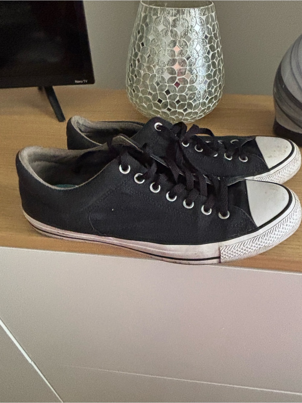 Converse Black Canvas Low-Top Sneakers with White Toe